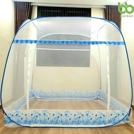 Mùng Tự Bung Đỉnh Vuông 1m8 x 2m Viền Chân (Hàng Cao Cấp)