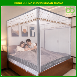 Mùng Khung Không Khoan Tường Cao Cấp 1m6 x 2m 
