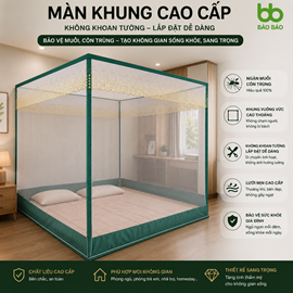 Mùng Khung Không Khoan Tường Cao Cấp 1m8 x 2m 