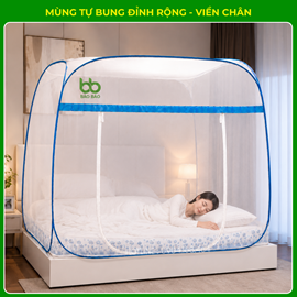 Mùng Chụp Tự Bung Đỉnh Vuông 1m6 x 2m Viền Chân (Hàng Cao Cấp)