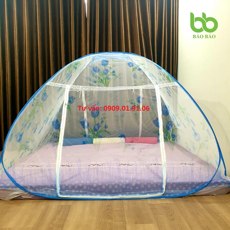 mùng chụp 2m2 hoa xanh